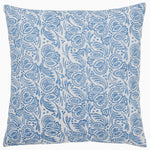 An embroidered Jemisha Decorative Pillow from John Robshaw, in blue and white, with a paisley pattern. - 30403571154990