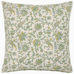 A Tiya Periwinkle Woven Quilt by John Robshaw, with a soft periwinkle and green floral pattern. - 30395666497582