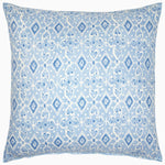 A John Robshaw Alagan Light Indigo Euro pillow with a geometric pattern. - 30784422215726