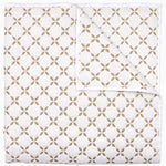 A John Robshaw Layla Sand Quilt cotton voile quilted blanket in white and gold on a white background. - 30403071279150