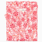 A John Robshaw Ishana Robe, a red and white floral print shirt on a white background. Machine washable and comes in various sizes (size guide available). - 30405409112110