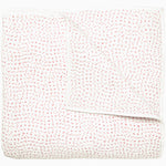 A white and pink Organic Hand Stitched Lotus Quilt with dots, by John Robshaw. - 28007110443054