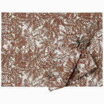 A set of 4 John Robshaw Atika Copper Napkins hand-printed on metallic slub cotton fabric with leaves, in brown and white design. - 29333256896558