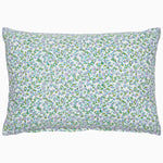 An Aleena Decorative Pillow from John Robshaw, with a blue and green floral pattern, handmade in India. - 29302605709358
