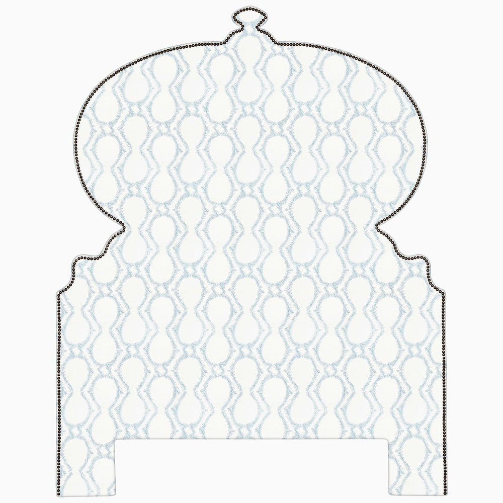 An image of a Custom Orissa Headboard by John Robshaw with a pattern on it.