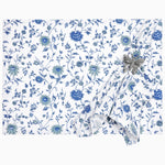 A set of 4 John Robshaw Vakula Periwinkle Napkins, hand printed blue and white floral placemats with a bow, made from cotton. - 29999009005614