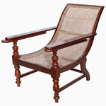 A vintage John Robshaw Teak Wooden Planter Chair 2 with a rattan seat and wooden frame. - 30296352456750
