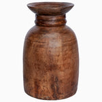 A vintage Wooden Nepali Jug 1 crafted from teak wood, displayed on a white background by John Robshaw. - 30296334762030