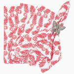A John Robshaw Aamani Coral Napkins (Set of 4) with a butterfly image on it, featuring red and white springlike colors - 29998916075566