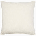 A white Vivada Sand Woven Quilt pillow on a white background made with cotton chambray coverlets and hand stitching, branded by John Robshaw. - 28345408028718