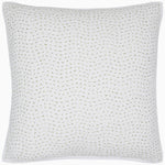 A white pillow hand stitched with gold dots on a John Robshaw Organic Hand Stitched Moss Quilt. - 28214843113518