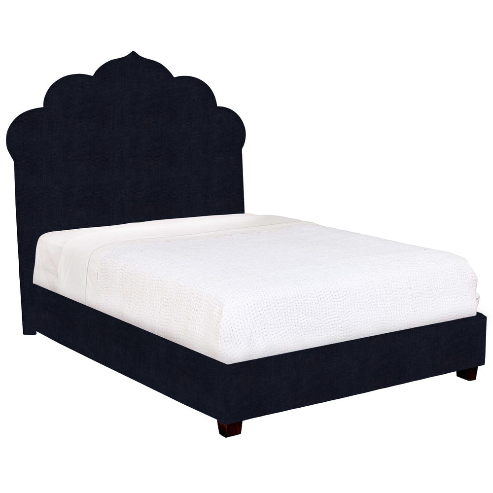 A John Robshaw Custom Bihar Bed with a black headboard and footboard.