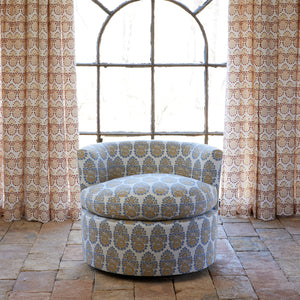 Round Swivel Chair in Lanka Marigold and Natesh Gray