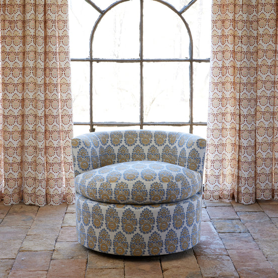 Round Swivel Chair in Lanka Marigold and Natesh Gray