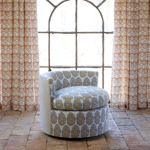 Round Swivel Chair in Lanka Marigold and Natesh Gray