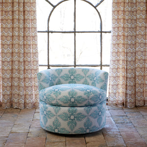 Round Swivel Chair in Diba Seaglass and Natesh Mist