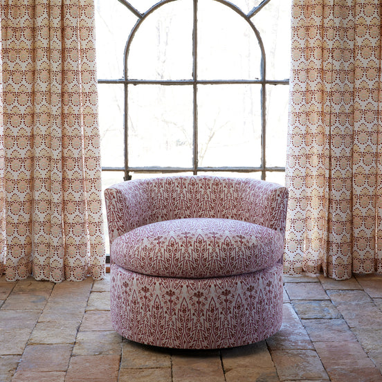 Round Swivel Chair in Marmar Berry and Aleppo Berry