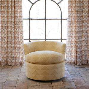 Round Swivel Chair in Farzu Marigold and Bijal Sand
