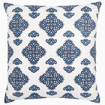 An embroidered Adil Outdoor Decorative Pillow by John Robshaw with an ornate pattern. - 30394270253102