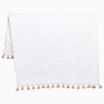 White French Knot Sand Throw blanket with tassels and cotton by John Robshaw. - 30395671281710