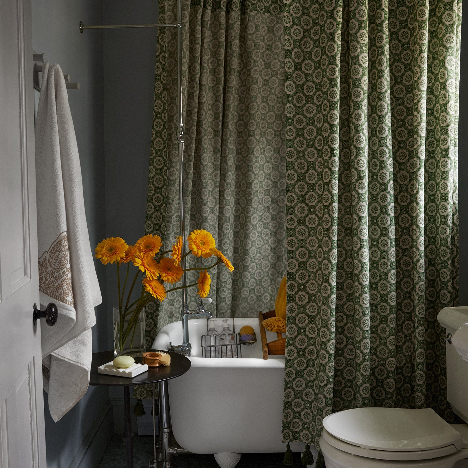 Atulya Moss Organic Shower Curtain - John Robshaw Textiles