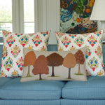 A limited edition John Robshaw Autumn Orchard Bolster in a living room. - 30399930794030