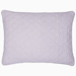 A John Robshaw Nandi Lavender Quilt featuring block printing on a white cotton background. - 30783831867438