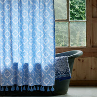 Akash Azure Organic Shower Curtain - High Quality Image of 