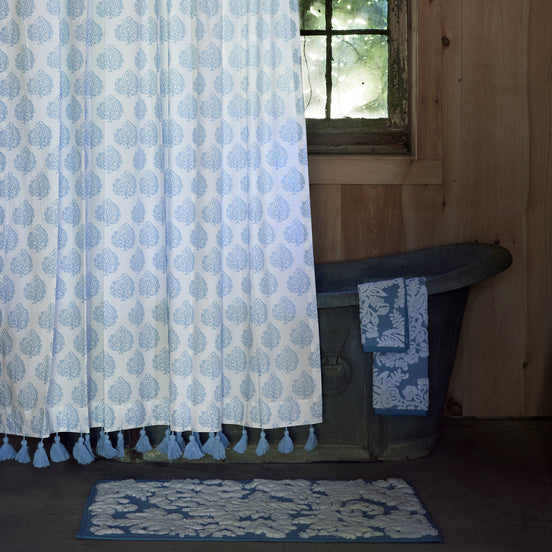 Mali Light Indigo Organic Shower Curtain