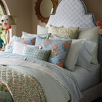 A bed with Cala Sage Organic Sheets by John Robshaw. - 30784330203182