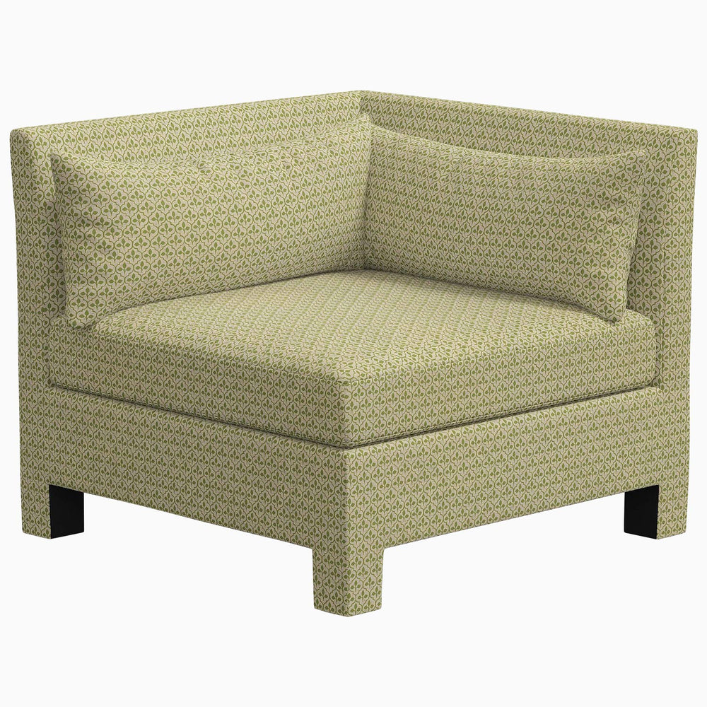 The John Robshaw Sameera Armless Chair features exclusive fabrics and showcases a unique pattern, making it a standout choice for any custom seating arrangement.