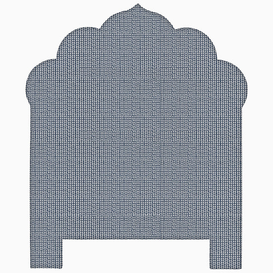 A Custom Bihar Headboard by John Robshaw, handmade and featuring an arched design, available for shipping with white glove delivery.