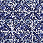 A blue and white floral pattern on a hand-stitched Jiti Indigo Bolster fabric from John Robshaw. - 30403586129966