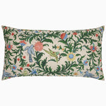 A John Robshaw handpainted linen Nadal Bolster pillow with birds and flowers on it. - 30793429483566