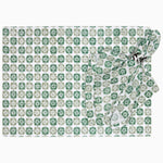 A set of 4 Bhavin Sage Napkins, hand block printed with a floral pattern, made of green and white cotton, by John Robshaw. - 30797164937262