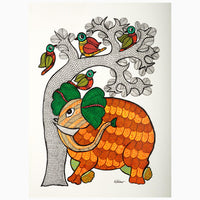 Orange And Green Elephant - High Quality Image of 