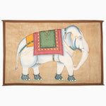 A John Robshaw hand-painted White Elephant on Cream Tapestry, reminiscent of vintage treasures discovered while traveling in India. - 30670096433198