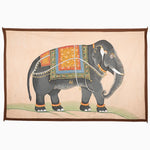 A vintage hand-painted mural of a Grey Elephant on Blush Tapestry, reminiscent of traveling in India by John Robshaw. - 30670123335726