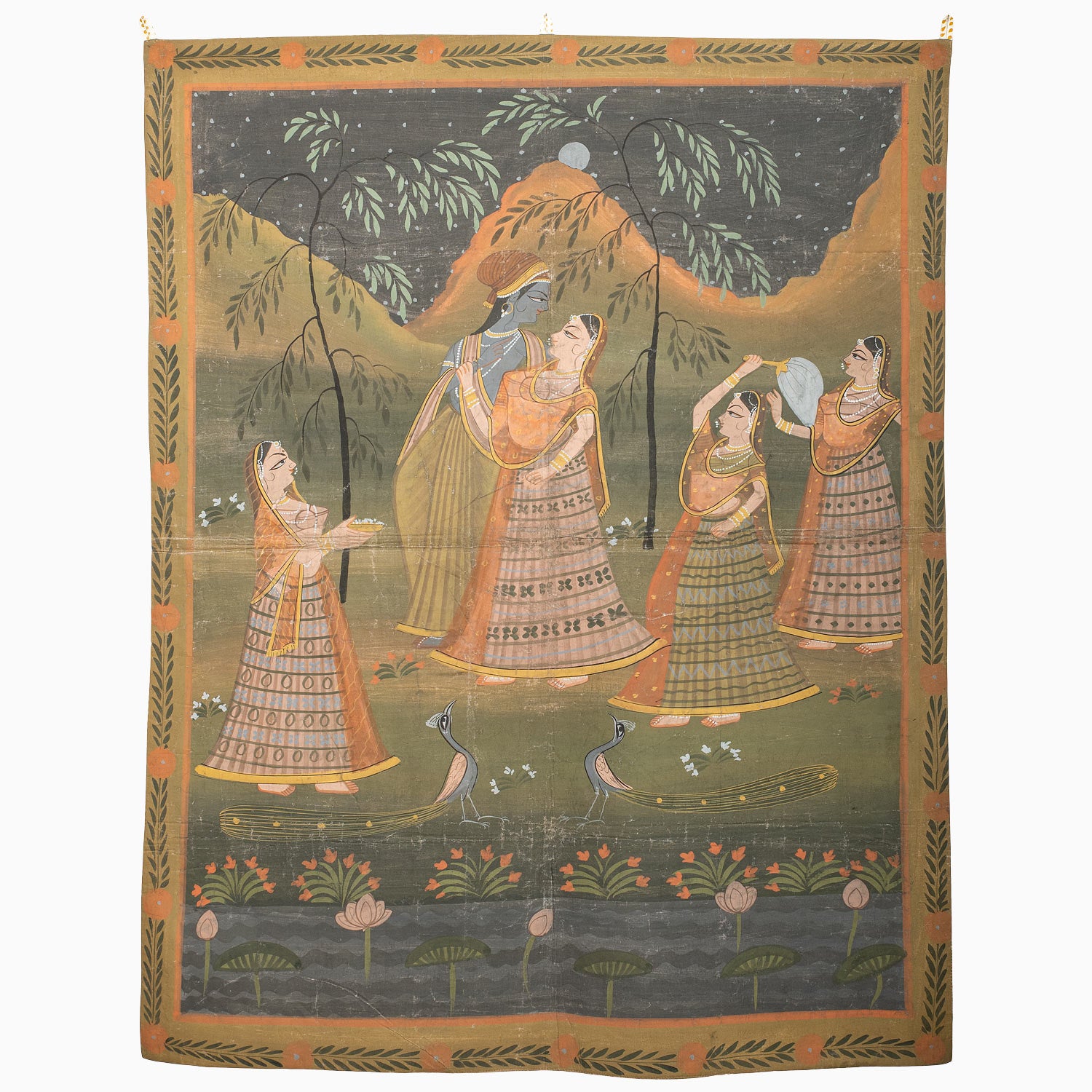 Lotus And Gopis Tapestry