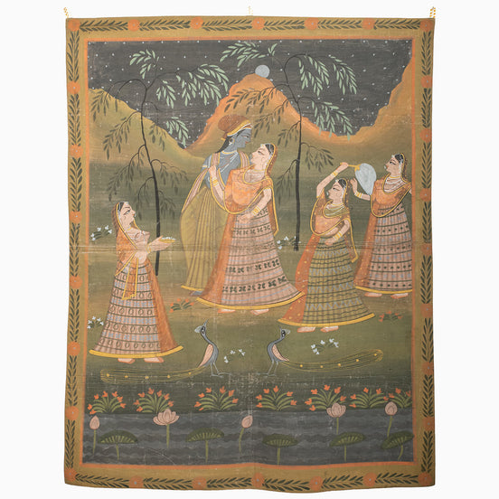 Lotus And Gopis Tapestry
