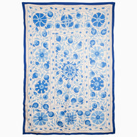 Soft Blues Make The Day Suzani Blanket - High Quality Image of 