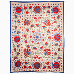 Blue And Coral Outlines Suzani Blanket - 31049628549166