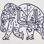 An elephant with Arabic calligraphy embroidered on an Ajay Decorative Pillow by John Robshaw. - 30399886295086