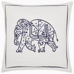 An Ajay Decorative Pillow by John Robshaw, embroidered with an elephant on it featuring Arabic calligraphy. - 30399885738030