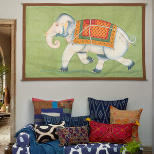 Elephant On Malachite Tapestry