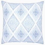 A blue and white Eniya Azure Organic Duvet with a diamond pattern made of organic cotton. - 30395597652014