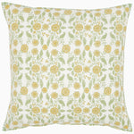 A John Robshaw hand block printed Cherika Marigold Euro pillow on a white background. - 30400152207406