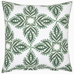 A Dasati Dark Sage Organic Duvet pillow with a leaf design made of organic cotton, branded by John Robshaw. - 30395597127726