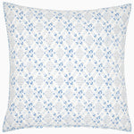A Dhruvi Light Indigo Euro cushion with a criss cross floral pattern made by Pillows. - 30400191823918
