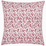 A red and white Taani Berry Organic Duvet cushion with a floral pattern made of organic cotton by John Robshaw. - 30395595817006